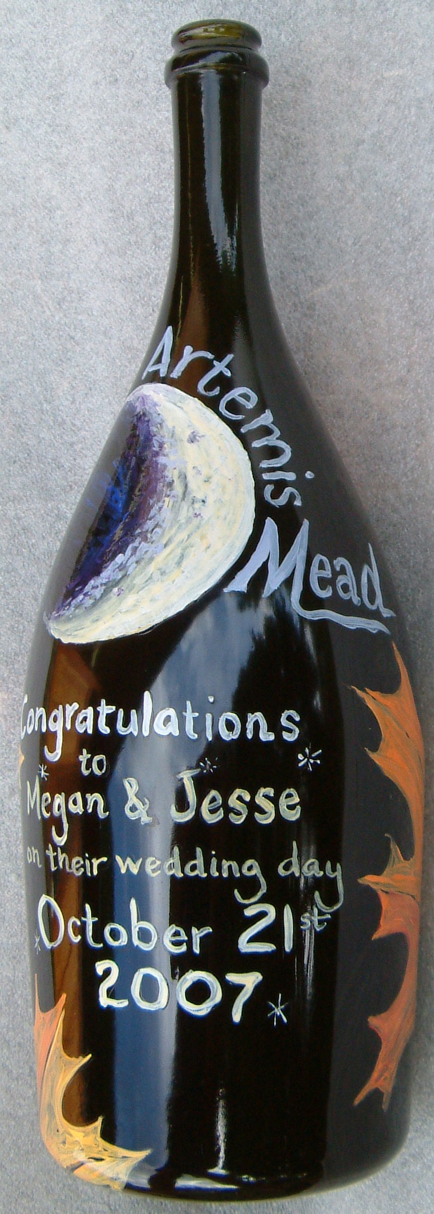 Hand painted mead bottle